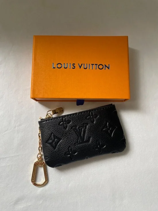 Louis Vuitton Monogram Canvas Key Pouch Coin Purse Pochette Cles Black - Picture 10 of 12